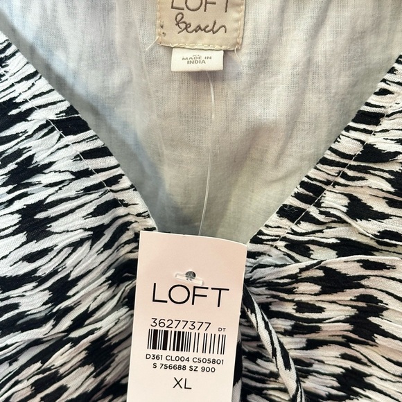 Loft Beach Black and White Scroll Cutout Tiered Maxi Dress Lined NWT Size XL - Picture 4 of 5